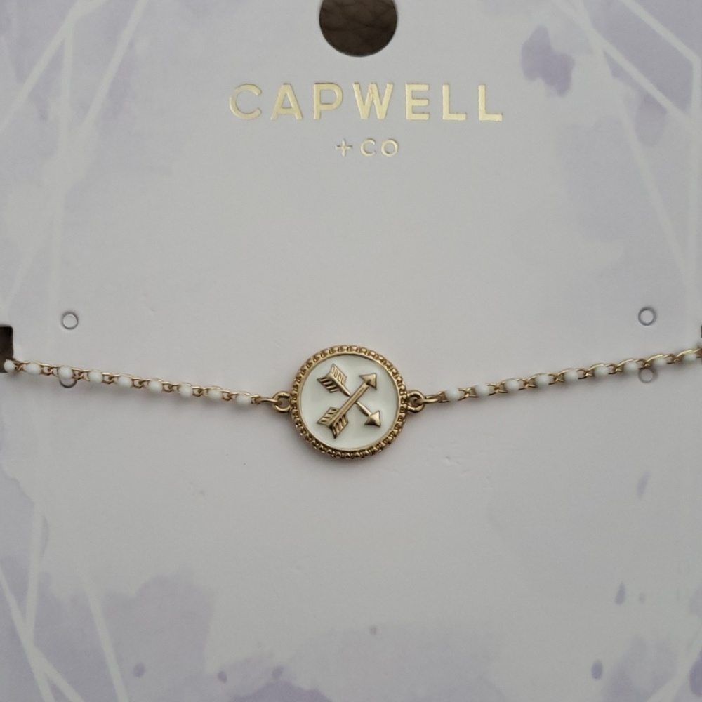 Capwell + co Gold/White Arrow Bracelet